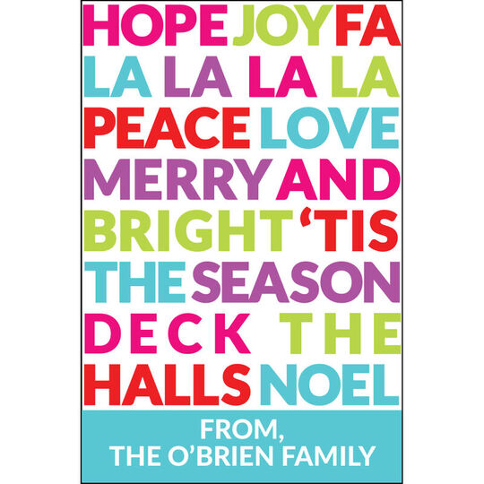 Colorful Holiday Text Vertical Gift Stickers